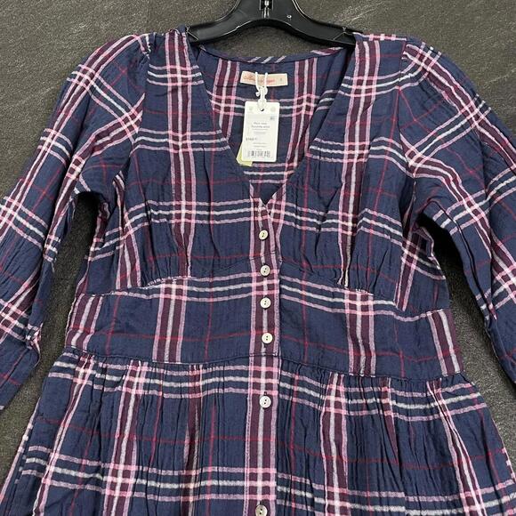 MARINE LAYER Maeve Midi Dress Women's Size S Twighlight Plaid - Picture 5 of 10